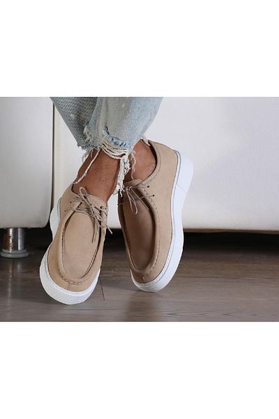 TETRİ Alviso Longo Model Genuine Leather Men's Beige Casual Shoes