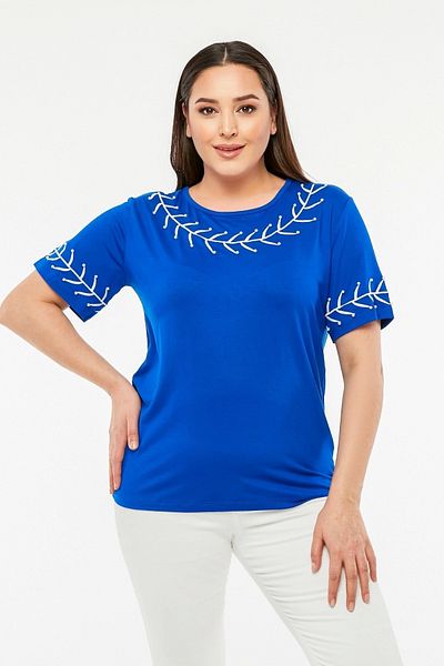 aytemas Embroidery Detailed Collar and Sleeve Design Blouse