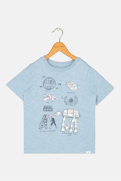 GAP Kids Boy Crew Neck Short Sleeve Graphic Print T-Shirt, Ice Blue