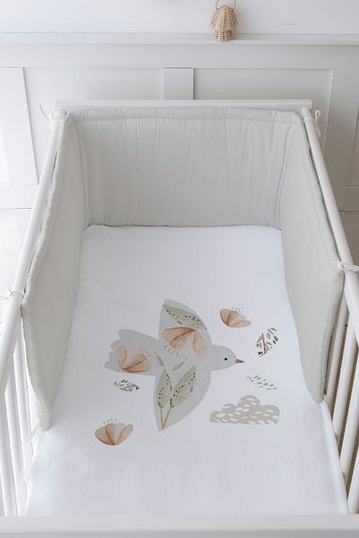 Tuğba Kuğu Baby Bedside Protector and Printed Sheet Sleeping Set - Royal Series - Flying Bird