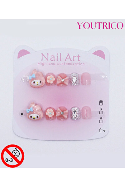 Youtrico أظافر صناعية للأطفال مصنوعة يدويًا بنسبة 100%، لامعة باللون الأخضر، ...