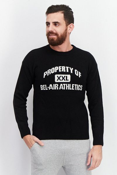 Bel-Air Athletics Men Sportswear Fit Long Sleeves Training Sweater, Black