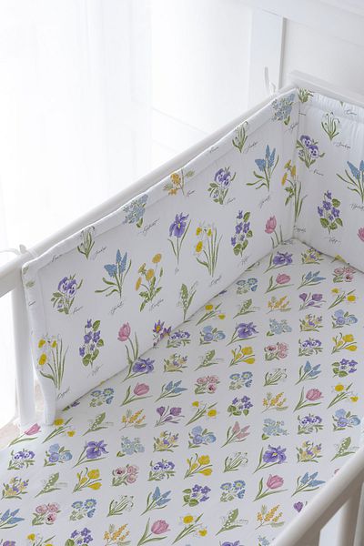 Tuğba Kuğu Baby Bedside Protector and Printed Sheet Sleeping Set - Iconic Series - Bloomy Spring
