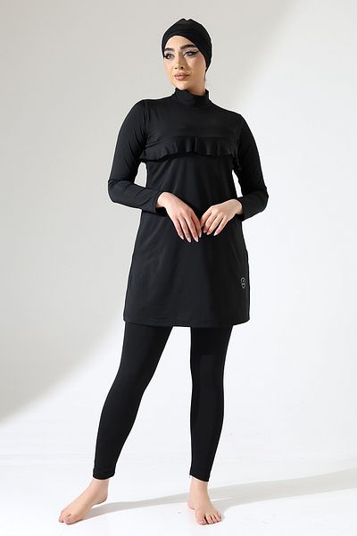 ZEYCEN Women's Hijab Lycra Water Push Feature Long Sleeve 4 Piece Turtleneck Swimsuit