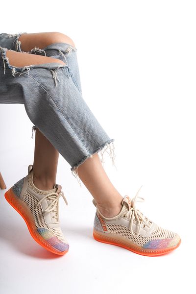 Solo Bag Del'Solera Women's Lace-Up Stylish Mesh Stone High Sole Sneaker Sports Shoes