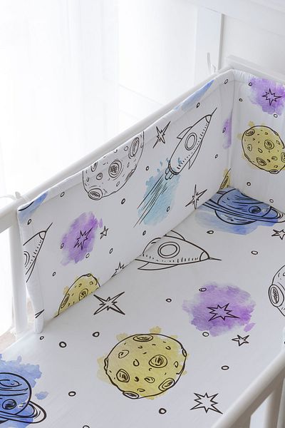 Tuğba Kuğu Baby Bedside Protector and Printed Sheet Sleeping Set - İconic Series - Linear Space