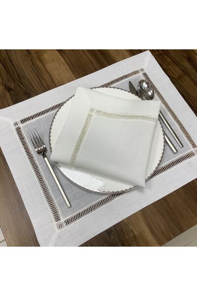 OYA home Kolber Detaylı Runner (1) &1amerıkan Servis(6) & Peçete (6) Set -13 ...