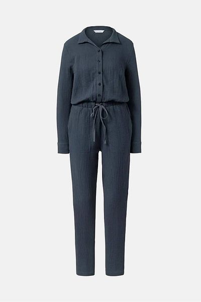 Tchibo Women Textured Long Sleeve Jumpsuit, Dark Grey