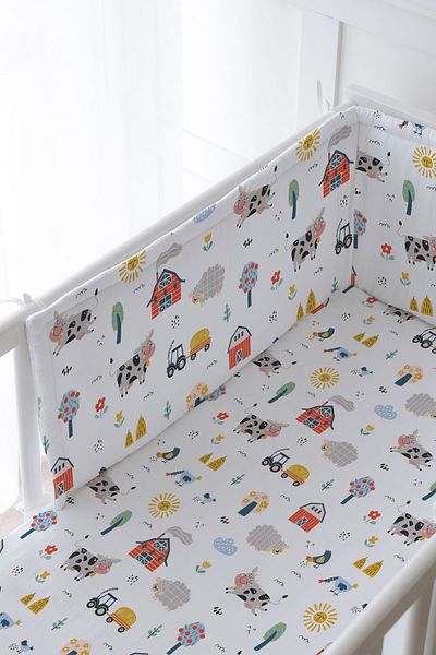 Tuğba Kuğu Baby Bedside Protector and Printed Sheet Sleeping Set - İconic Series - Farm Animals