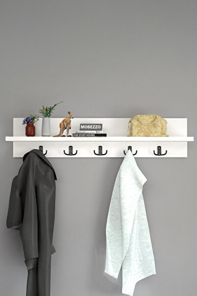 Limnizza Ahşap Raflı Portmanto Duvar Askılığı Elbise Askılığı 70 Cm
