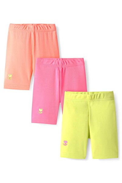 Bonfino Bonfino Cotton Knit Solid Cycling Shorts Pack Of 3 - Green & Orange &...