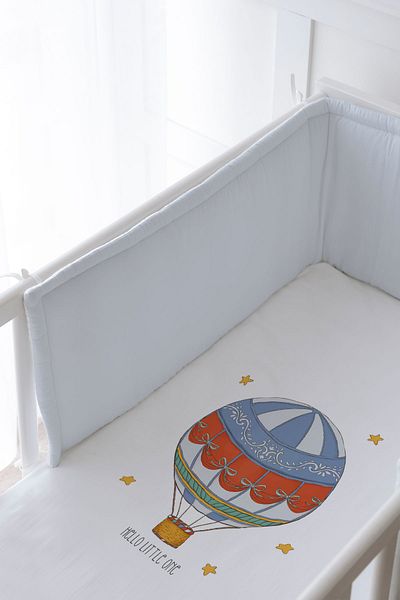 Tuğba Kuğu Baby Bedside Protector and Printed Sheet Sleeping Set - Zezig X Royal Series - Blue