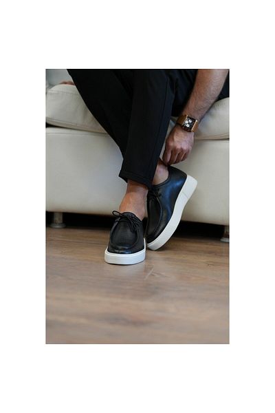 TETRİ Alviso Longo Model Men's Genuine Leather Black Casual Shoes