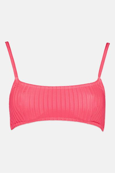 Misfit Women Textured Non Padded Underwired Bikini Top, Dark Pink