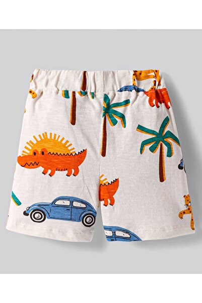 Bonfino Bonfino Shorts With Animals & Tree Print (Pack of 3) - Yellow White & Blue