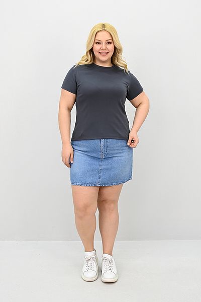 Koza Butik Γυναικείο μπλουζάκι με κοντό μανίκι με λαιμόκοψη Basic 1965-25