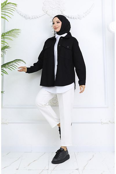 sefamerve Дънково Яке Oversize 2763-01 Черно