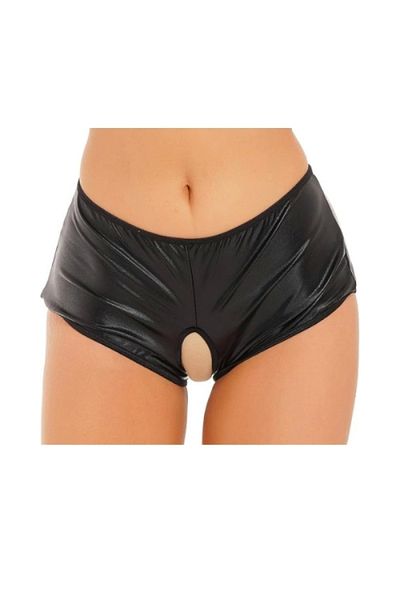 Lasirius Fancy Black Open Private Zones Glossy Panties