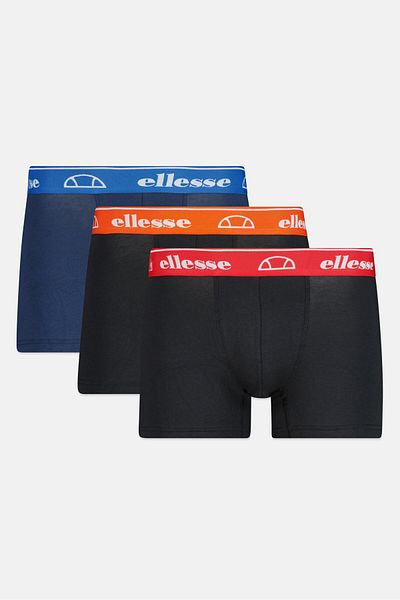 Ellesse بوكسر رجالي من 3 قطع بشعار العلامة التجارية، أزرق داكن/أسود
