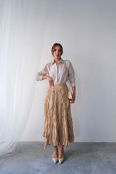 Hatun Atila Γυναικεία Μπεζ Εισαγόμενη Πλισέ Γυαλιστερή Σατέν Κρασί Μποέμ Μάξι Φούστα Ψηλόμεση Κομψή και άνετη σχεδίαση