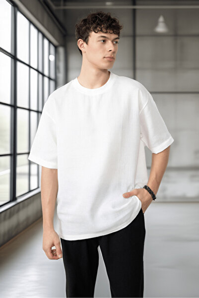 Valiberta Ανδρικό T-Shirt Άνετο Μουσελίνα - Εκρού