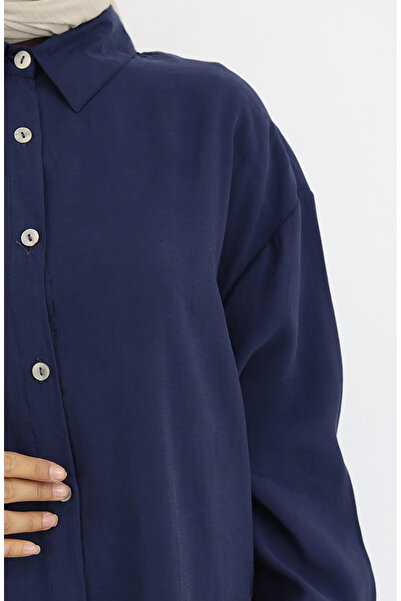 sefamerve Navy Blue Tunic and Pantalon Double Suit 4065-07