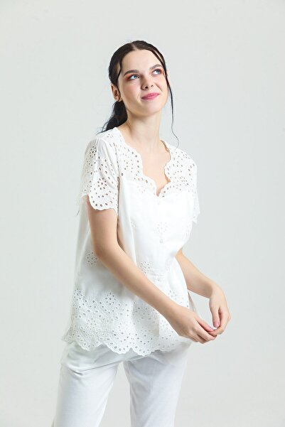 Magic Form Cotton Embroidery Lace Women's Pajama Set