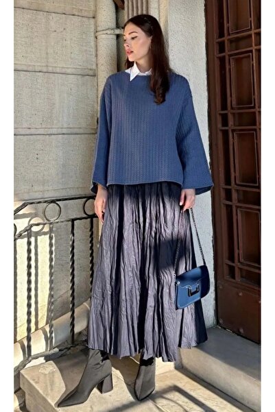 poplin БОРДОВА СПІДНИЦЯ З РЮШАМИ