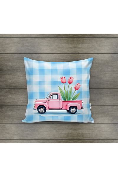 Evmila Husa de perna din catifea cu tema primavara 43x43 Cm Imprimare pe doua fete