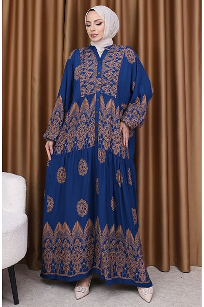 sefamerve Φόρεμα με μανίκια με μπαλόνι Indigo 5575-02 Μοντέλο