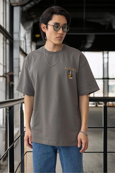 Valiberta Pocket Printed Two Thread Fabric Cotton Oversize Men's T-Shirt - Capari