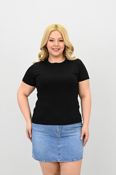 Koza Butik Γυναικείο μπλουζάκι με κοντό μανίκι με λαιμόκοψη Basic 1965-25