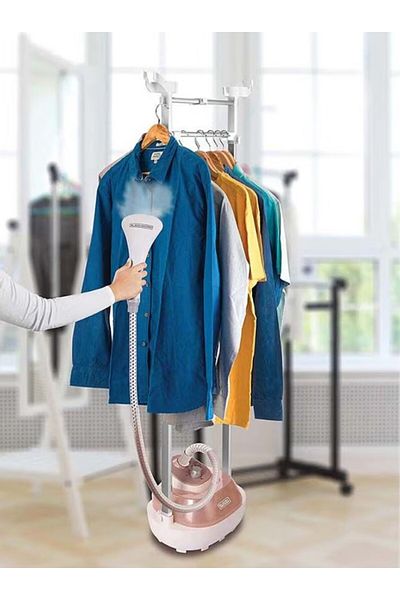 Black&Decker Garment Steamer With 3 Stage And Double Pole 2 L 1785 W GSTM2050-B5 White/Gold