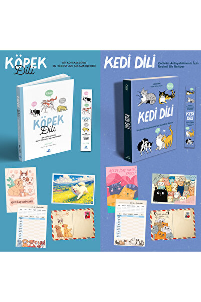nesnel yayınlar Kedi Dili ve Köpek Dili - Kartpostal - Ayraç - Aşı Takip Kart...