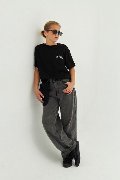 The Champ Clothing Детска тениска унисекс, 100% памук, черна, с щампа на гърба и голям размер
