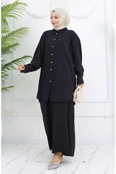sefamerve Tunika Pantalon Διπλό Σετ Μαύρο 4065-03