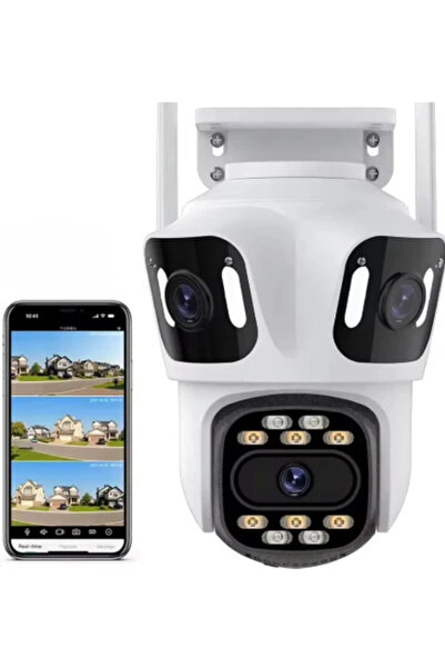 AL-TECH BİLİŞİM 8MP iCsee APP üçlü Lens 3 ekran tam renkli kablosuz PTZ IP Dome kamera