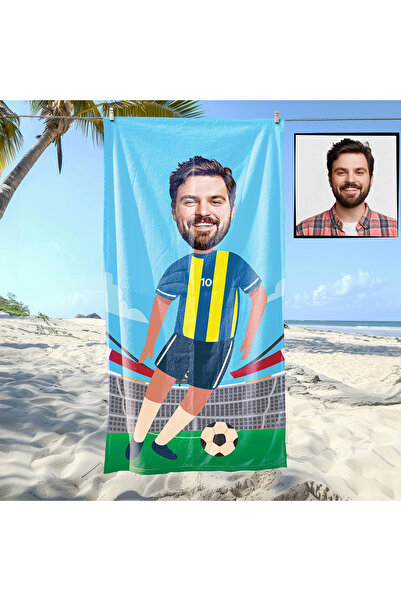 EJOYA Kişiye Özel Karikatür Fotoğraflı Taraftar Plaj Ve Spor Havlusu 115064