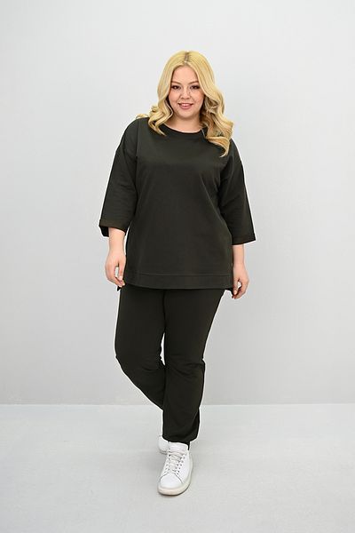 Koza Butik Дамски спортен екип с еластичен крачол, размер Plus Size, с три четвърти ръкав, 8185-25