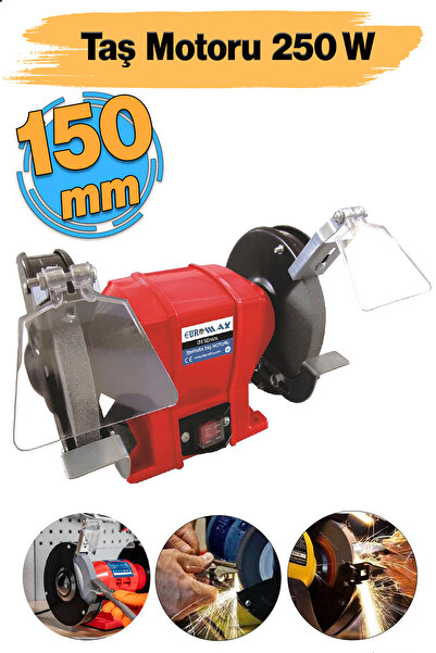 Euromax Elektrikli Bıçak Kesici Bileme Taş Motoru 150 mm Zımpara 250 Watt 356...