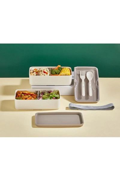 MEGOBİNE Kdroglu Prime Food Storage Container Nutrition 2 Tiers with Compartments - Athlete Diet Student Fitness School