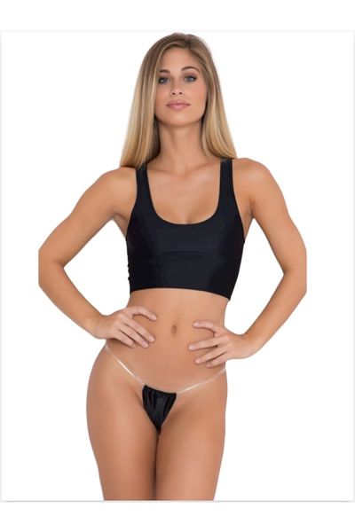 Lasirius Fancy Transparent Elastic Black Thong