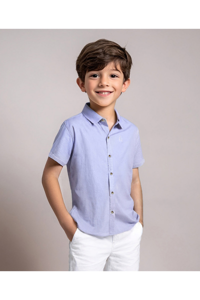 Primo Gino Primo Gino Embroidered Shirt - Light Blue