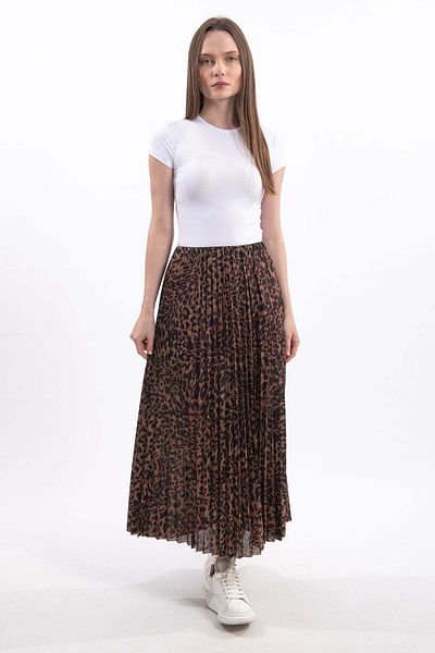 Hatun Atila Fusta midi plisată cu imprimeu leopard de damă