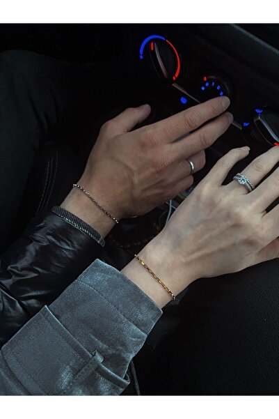 fe aksesuar çelik ince düğüm çift bilekliği / hediye kutulu gönderim