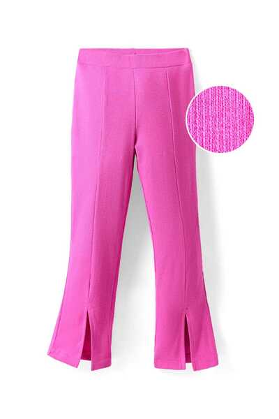 Pine kids Cotton Lycra Knit Full Length Solid Leggings - Fuchsia
