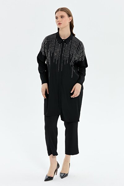 MÜSEMMA TAŞ İŞLEMELİ BÜYÜK BEDEN GÖMLEK