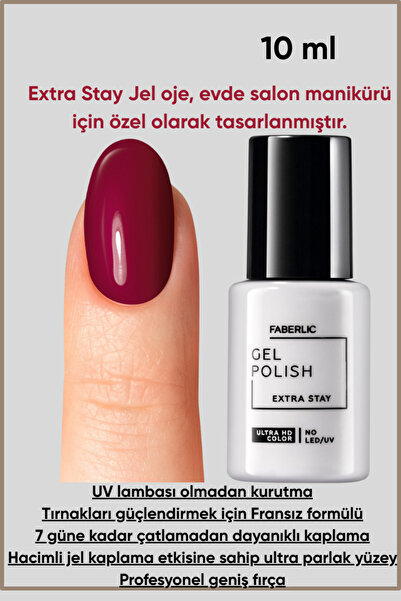 Faberlic Extra Stay Gel Serisi KALICI Oje, Ton ""Koyu Kırmızı""