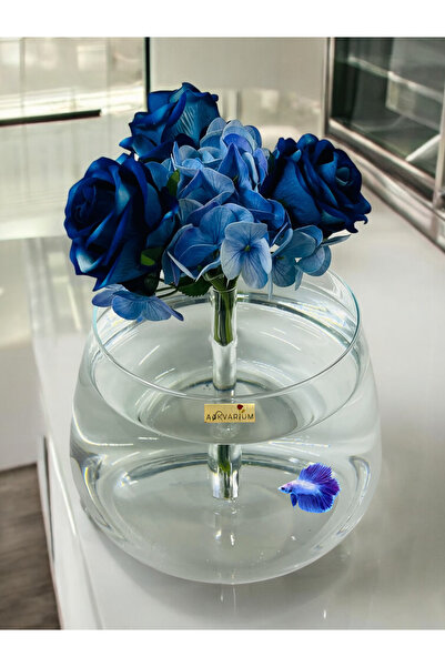 ASKVARIUM Beta ve Japon Balıklarına Özel Bozulmayan Çiçekle Saksılı Akvaryum