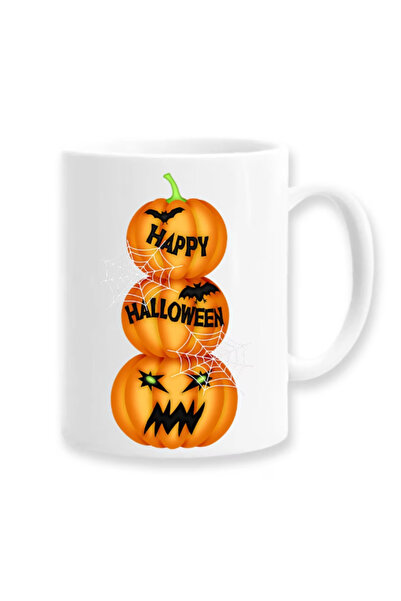 OEM Cană albă personalizată „Halloween fericit 3 dovleci”, Inovatix®. 330 ml